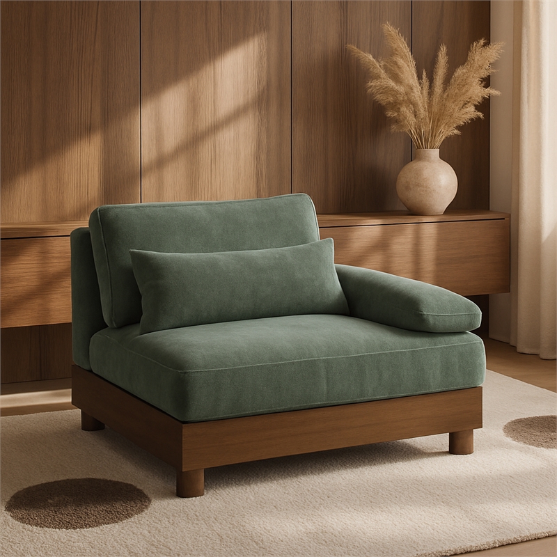Meridian Furniture Turin Green Chenille Upholstered Modular Right Arm Chair
