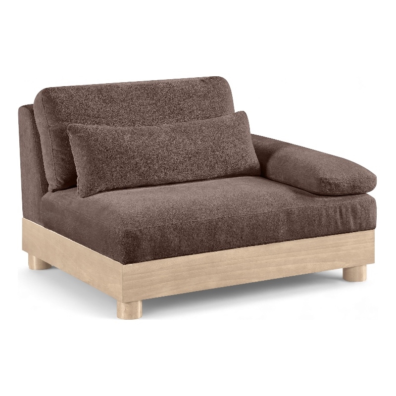 Meridian Furniture Turin Brown Chenille Upholstered Modular Right Arm Chair