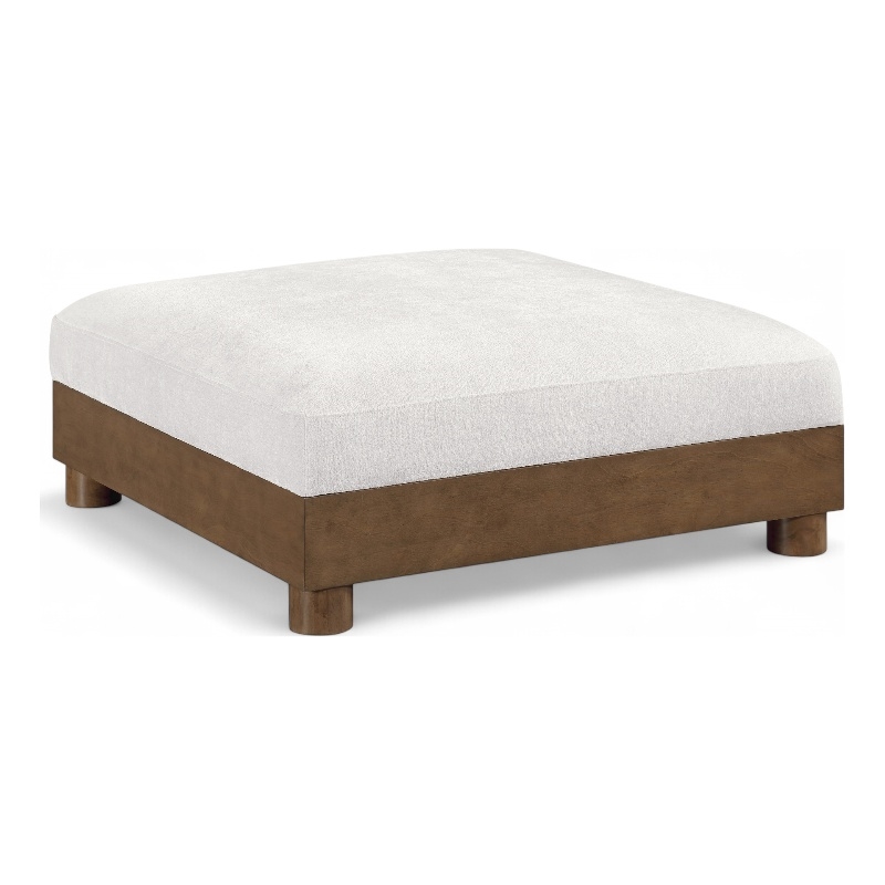 Meridian Furniture Turin Cream Chenille Fabric Upholstered Modular Ottoman