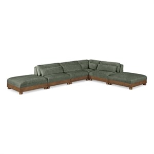 Meridian Furniture Turin 160&quot Green Chenille Fabric 6pc. Modular Sectional