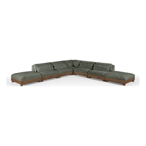 Meridian Furniture Turin 160&quot Green Chenille Fabric 7pc. Modular Sectional
