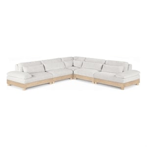 Meridian Furniture Turin 127.75&quot Cream Chenille Fabric 5pc. Modular Sectional