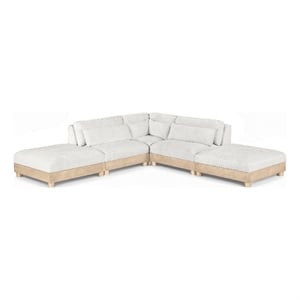 Meridian Furniture Turin 120&quot Cream Chenille Fabric 5pc. Modular Sectional