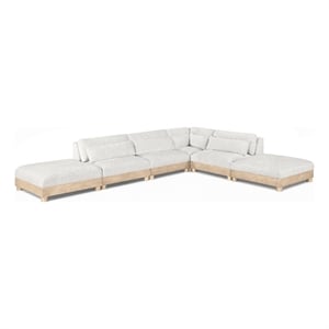 Meridian Furniture Turin 160&quot Cream Chenille Fabric 6pc. Modular Sectional