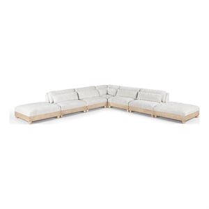 Meridian Furniture Turin 160&quot Cream Chenille Fabric 7pc. Modular Sectional