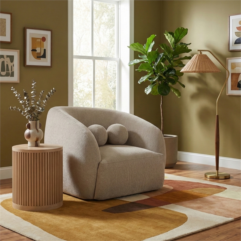 Meridian Furniture Elowen Beige Fabric Upholstered Chair