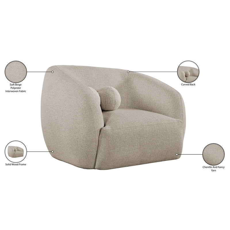 Meridian Furniture Elowen Beige Fabric Upholstered Chair