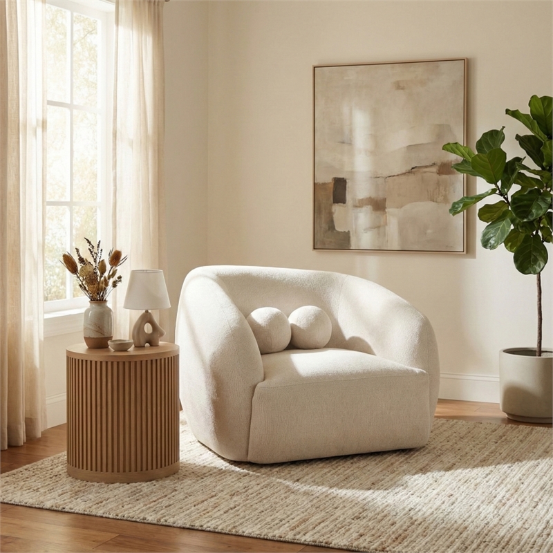 Meridian Furniture Elowen Cream Fabric Upholstered Chair