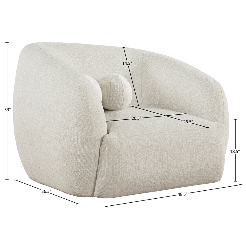 Meridian Furniture Elowen Cream Fabric Upholstered Chair