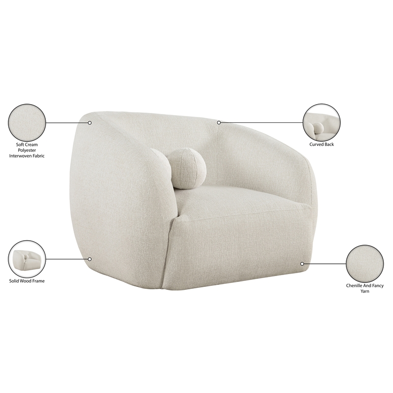 Meridian Furniture Elowen Cream Fabric Upholstered Chair