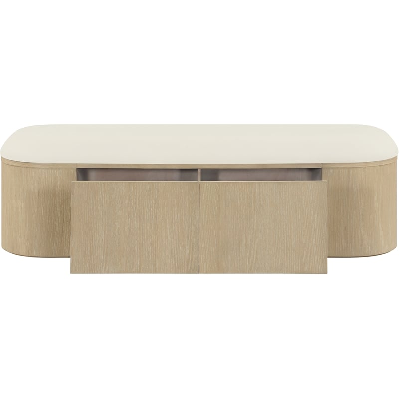 Meridian Furniture Velden Cream Vegan Leather Upholstered Storage Bench
