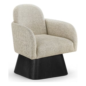 Meridian Furniture Marlowe Beige Linen Textured Fabric Swivel Accent Chair