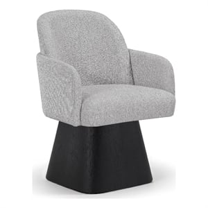 Meridian Furniture Marlowe Grey Linen Textured Fabric Swivel Dining Arm Chair