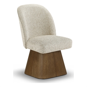 Meridian Furniture Marlowe Beige Linen Textured Fabric Swivel Dining Side Chair