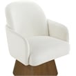 Meridian Furniture Marlowe Cream Linen Textured Fabric Swivel Dining Arm Chair