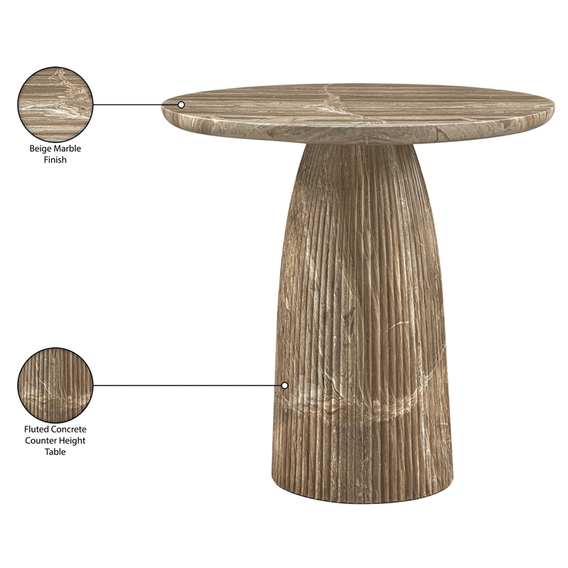 Meridian Furniture Venosa Beige Concrete Indoor / Outdoor Counter Height Table