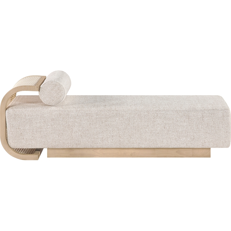 Meridian Furniture Zephyr Beige Linen Textured Fabric Upholstered Chaise