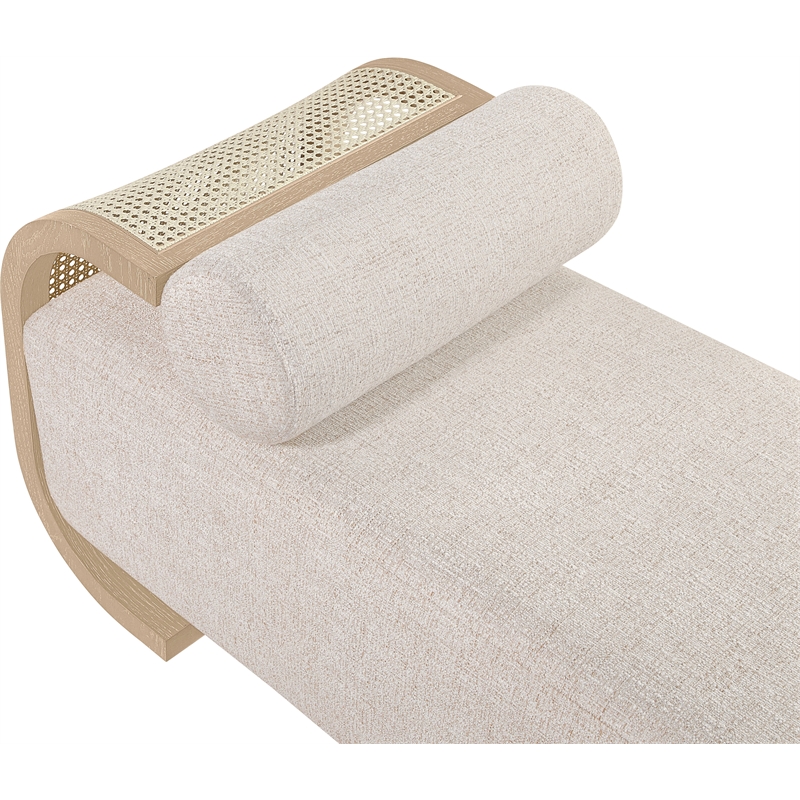 Meridian Furniture Zephyr Beige Linen Textured Fabric Upholstered Chaise
