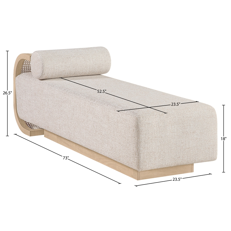 Meridian Furniture Zephyr Beige Linen Textured Fabric Upholstered Chaise