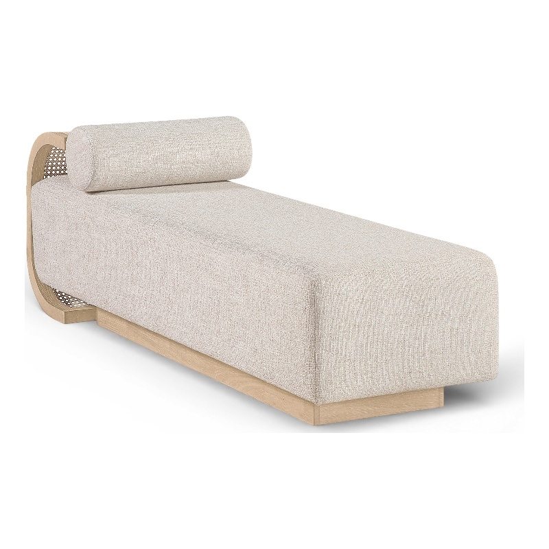 Meridian Furniture Zephyr Beige Linen Textured Fabric Upholstered Chaise