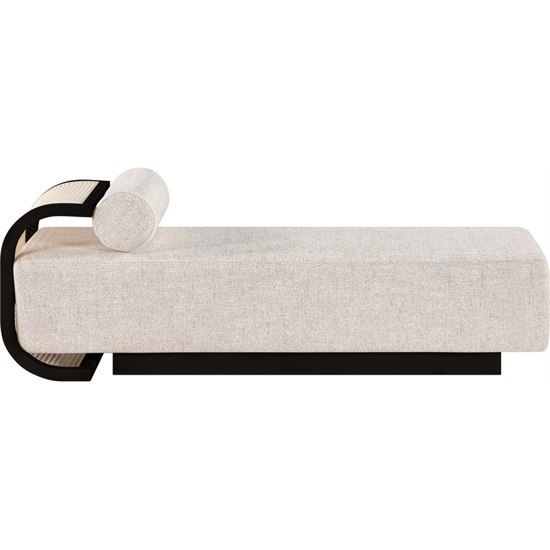 Meridian Furniture Zephyr Beige Linen Textured Fabric Upholstered Chaise