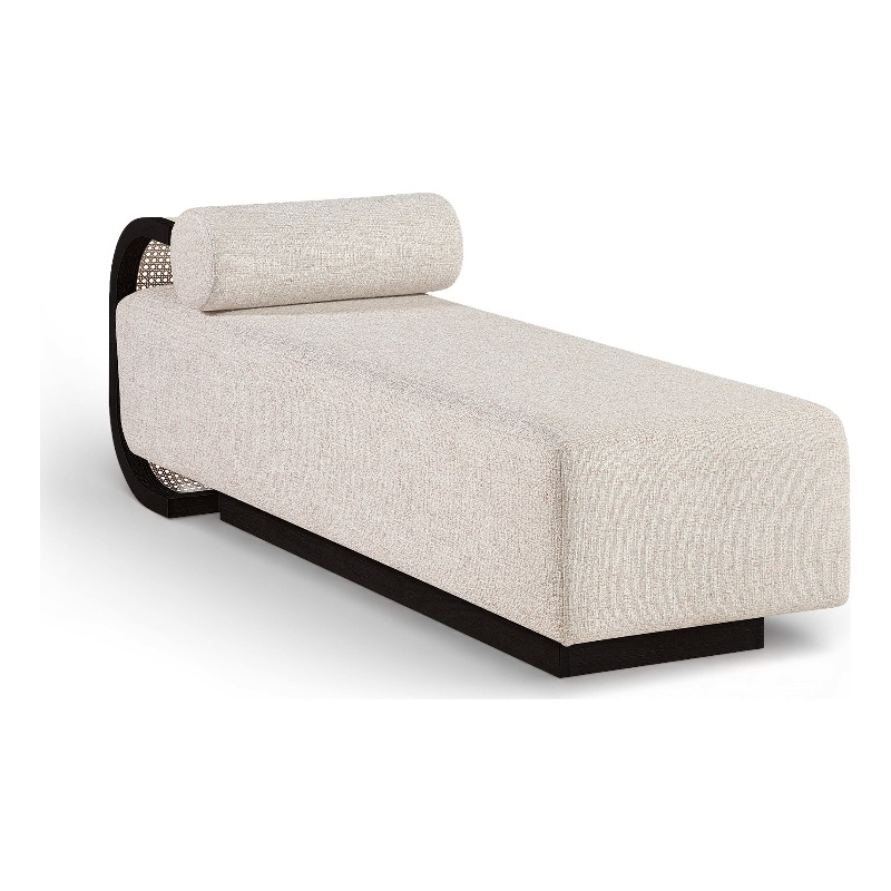 Meridian Furniture Zephyr Beige Linen Textured Fabric Upholstered Chaise