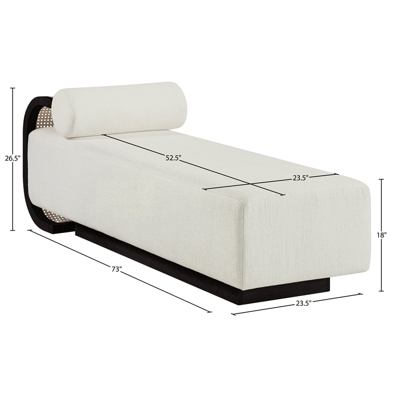 Meridian Furniture Zephyr Cream Linen Textured Fabric Upholstered Chaise
