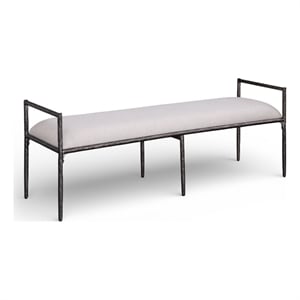 Meridian Furniture Axis Beige Linen Textured Fabric Upholstered Bench