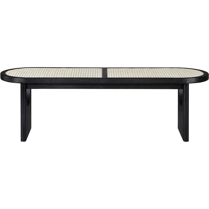 Meridian Furniture Canovia Black Solid Wood And Faux Cane Bench