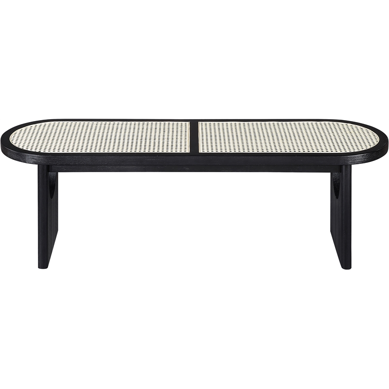 Meridian Furniture Canovia Black Solid Wood And Faux Cane Bench