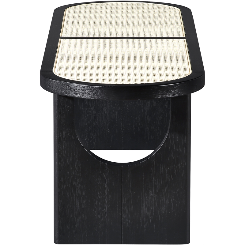 Meridian Furniture Canovia Black Solid Wood And Faux Cane Bench