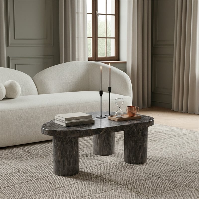Meridian Furniture Teramo Brown Concrete Indoor / Outdoor Coffee Table