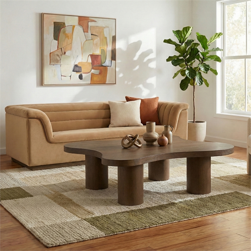 Meridian Furniture Cove Brown Walnut Oak Veneer And Solid Wood Coffee Table