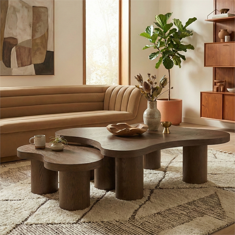 Meridian Furniture Cove Brown Walnut Oak Veneer And Solid Wood 2pc. Coffee Table