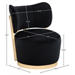 Meridian Furniture Elara Black Velvet Upholstered Swivel Accent Chair