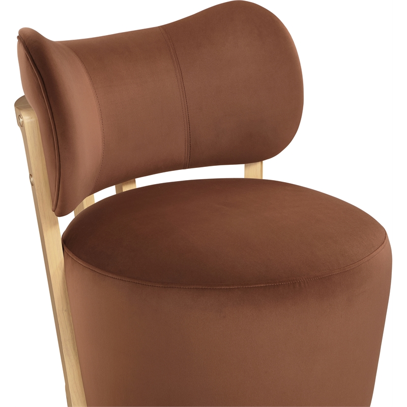 Meridian Furniture Elara Cognac Velvet Upholstered Swivel Accent Chair