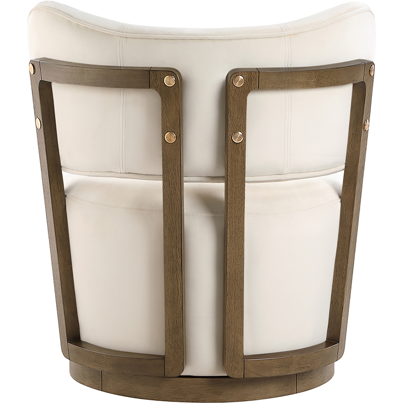 Meridian Furniture Elara Cream Velvet Upholstered Swivel Accent Chair