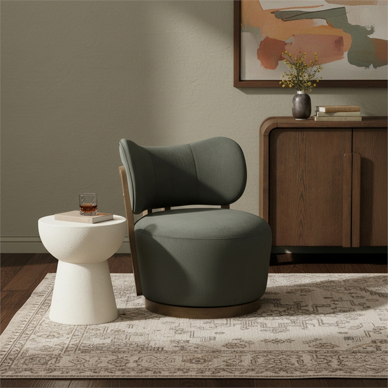 Meridian Furniture Elara Green Velvet Upholstered Swivel Accent Chair