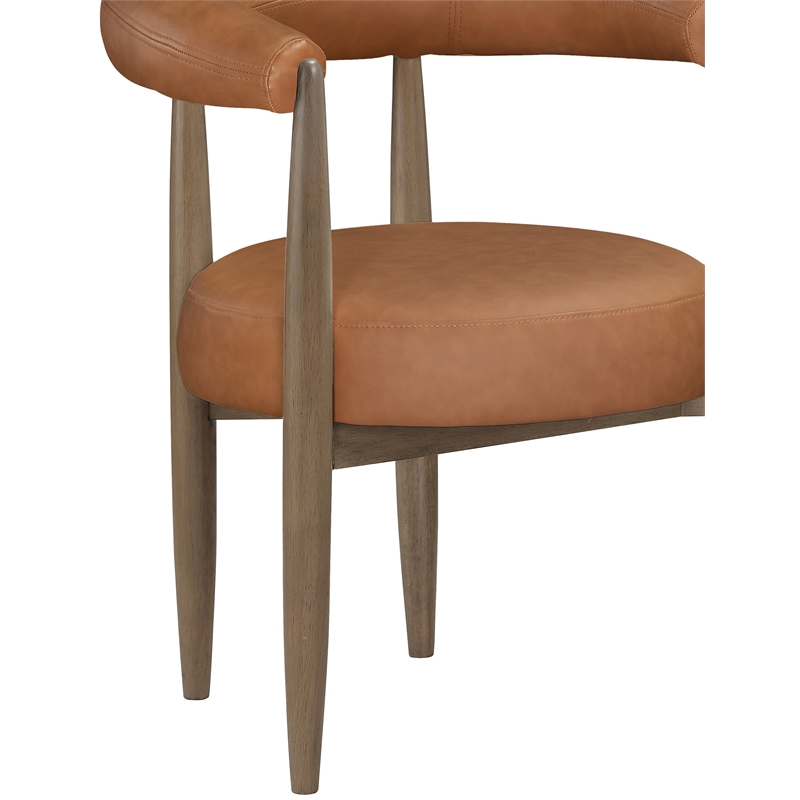Meridian Furniture Sable Cognac Vegan Leather Dining Chair (Set of 2)