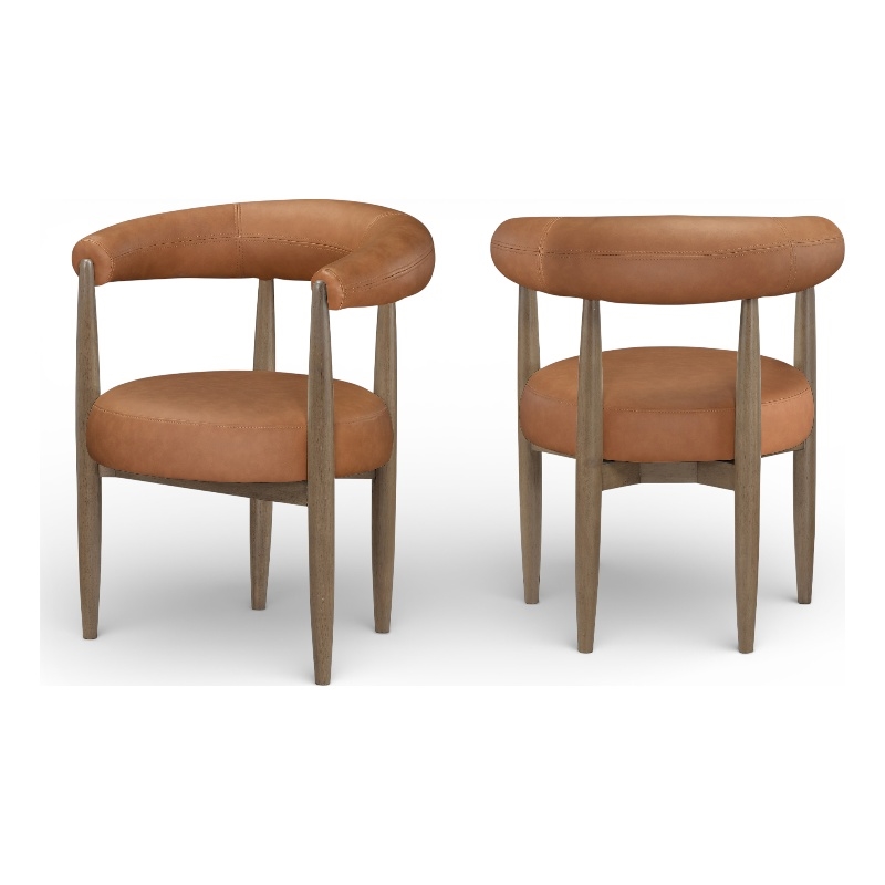 Meridian Furniture Sable Cognac Vegan Leather Dining Chair (Set of 2)