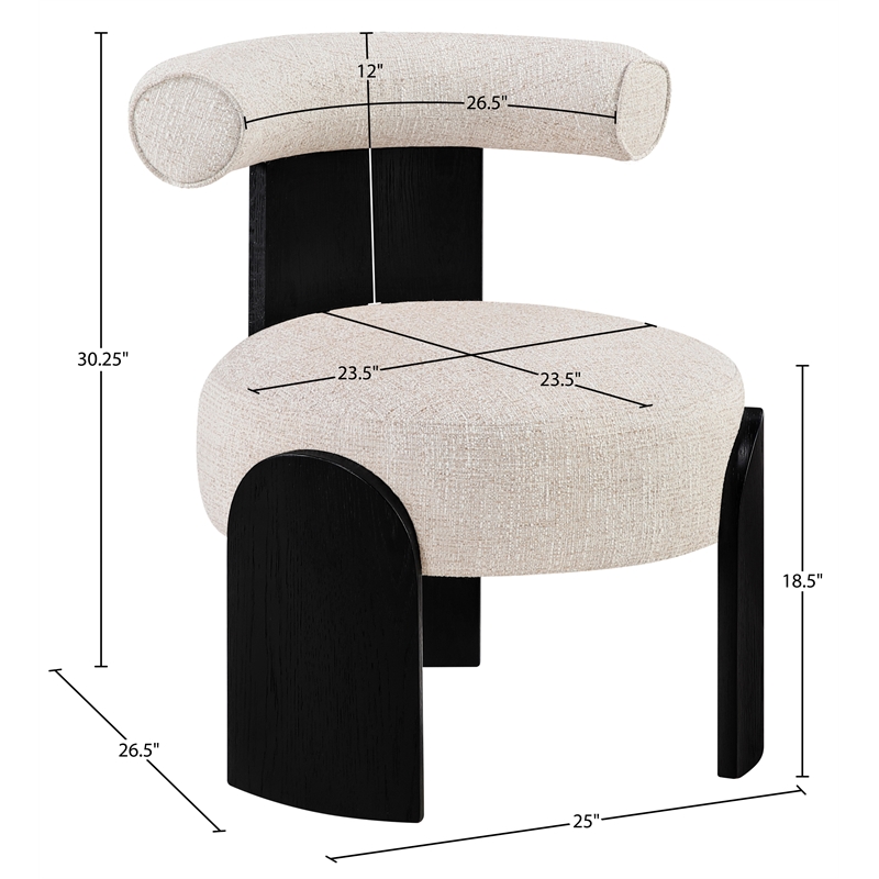 Meridian Furniture Calder Beige Linen Textured Fabric Upholstered Accent Chair