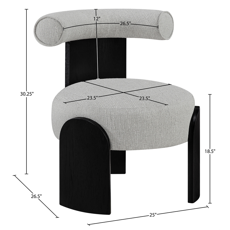 Meridian Furniture Calder Grey Linen Textured Fabric Upholstered Accent Chair