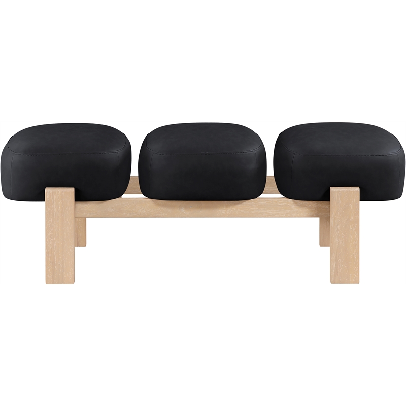 Meridian Furniture Woodcrest Black Vegan Leather Upholstered Bench