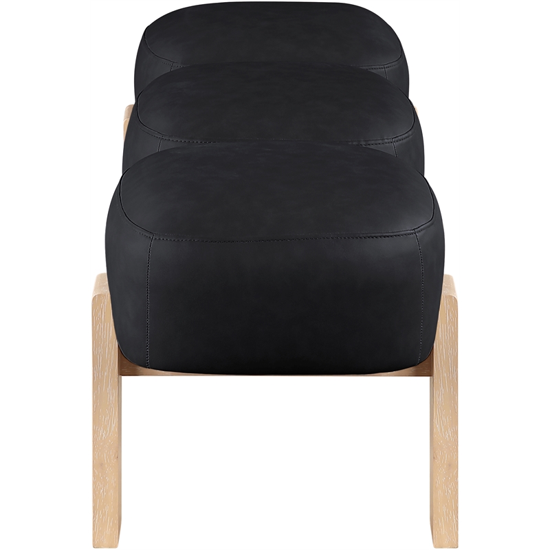 Meridian Furniture Woodcrest Black Vegan Leather Upholstered Bench