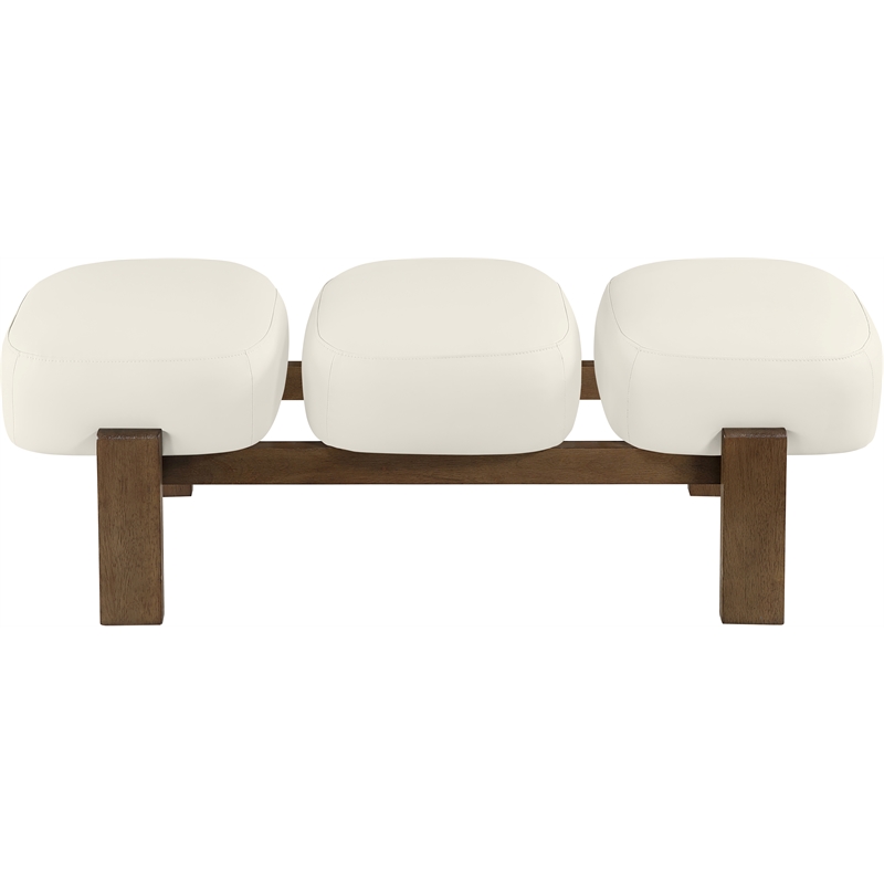 Meridian Furniture Woodcrest Cream Vegan Leather Upholstered Bench