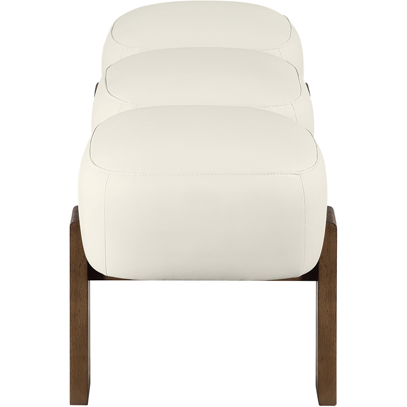 Meridian Furniture Woodcrest Cream Vegan Leather Upholstered Bench
