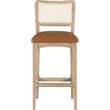 Meridian Furniture Atrium Cognac Cane And Vegan Leather Bar Stool (Set of 2)