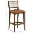 Meridian Furniture Atrium Cognac Cane And Vegan Leather Bar Stool (Set of 2)