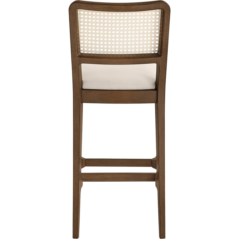 Meridian Furniture Atrium Cream Cane And Vegan Leather Bar Stool (Set of 2)