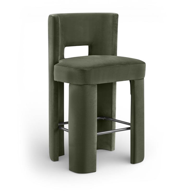 Meridian Furniture Zuno Green Velvet Performance Fabric Bar Stool (Set of 2)